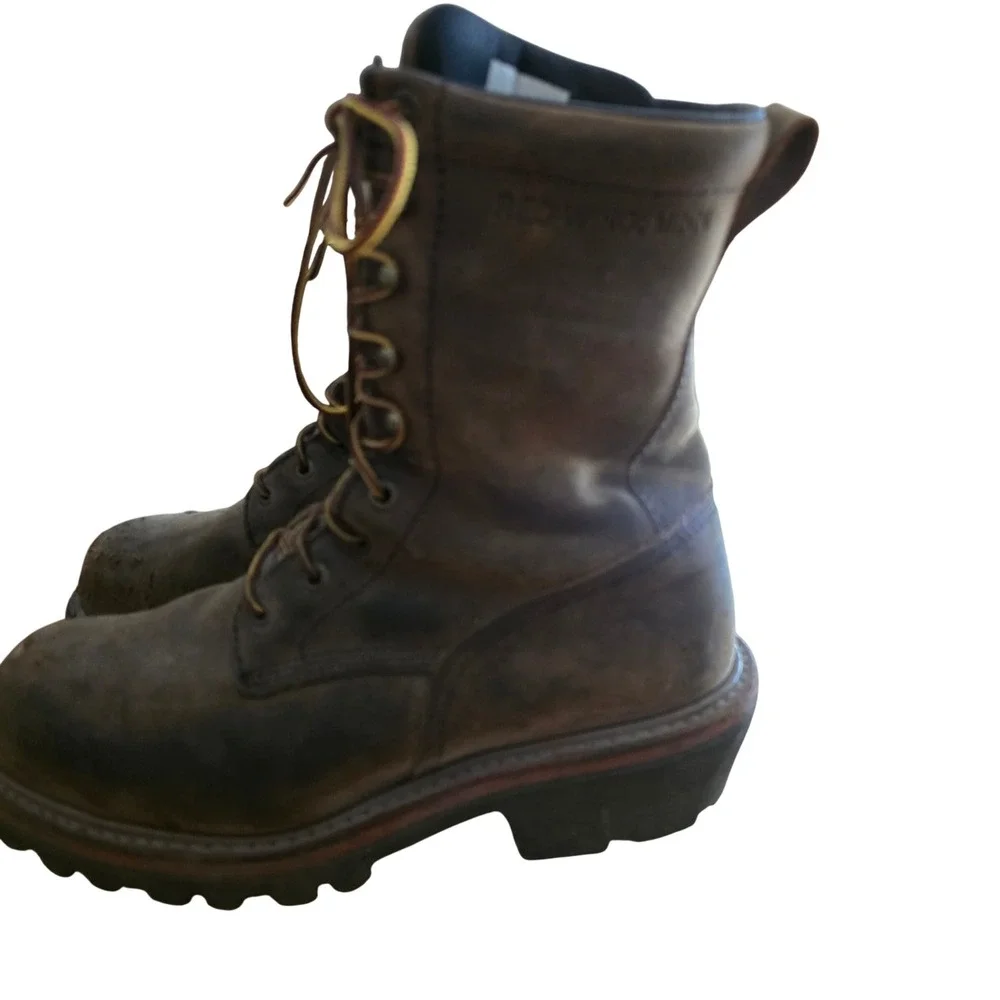 Red Wing 2217 Mens Brown Leather Steel Toe Logger Boots Vibram Sole Size 9.5 D